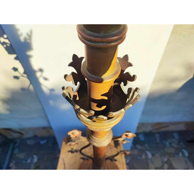 Neo-Gothic Candlestick in Bronze For Sale - Image 9 of 12