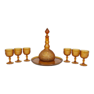 Indiana Glass Amber Decanter Set, 8 Pieces
