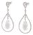 New Quartz & Diamond Halo Teardrop Earrings 14k White Gold Pierced Dangles, Pair For Sale