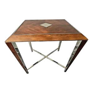 Enrick Clive Daniel Polished Nickel Plated Accents Cherry End Table