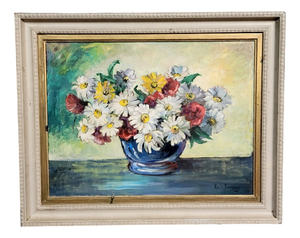 Rosier Bournay, Still Life with Flowers, 1800s, Oil on Canvas, Framed