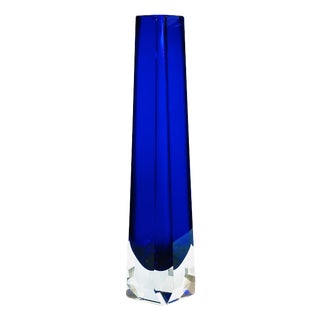 Vintage German Wasungen Block Vase from VEB Glaskunst, 1970s For Sale