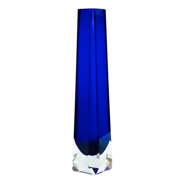Vintage German Wasungen Block Vase from VEB Glaskunst, 1970s For Sale