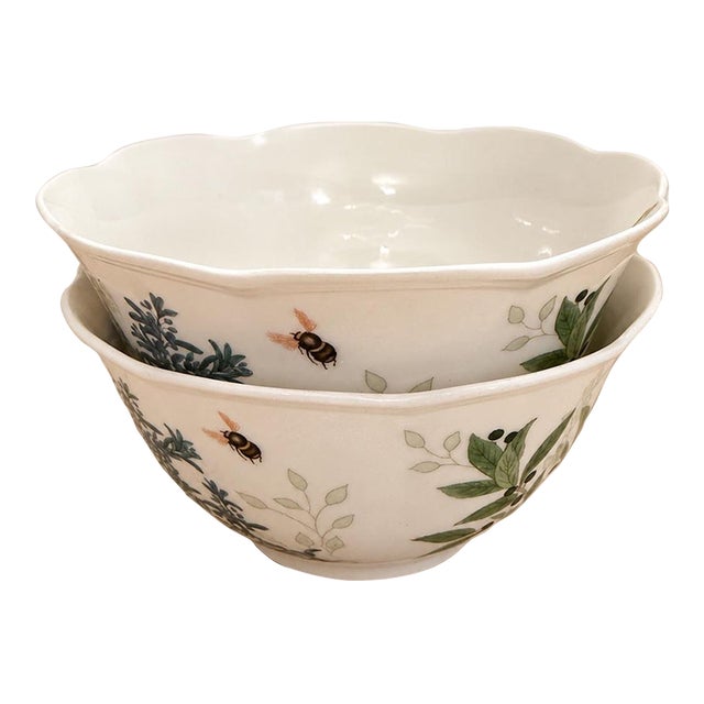 Lenox Butterfly Meadow Herbs Scalloped Bowls – Set of 2 For Sale