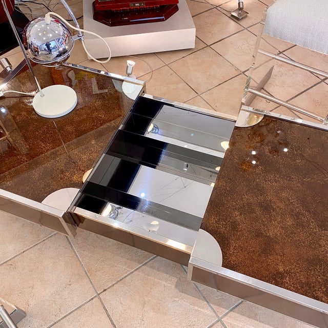 1970s Stainless Steel and Glass Coffee Table, 1970 For Sale - Image 5 of 8