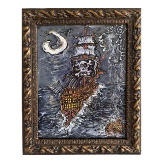 Serg Graff "Haunted Pirate Ship" Original Acrylic Painting Fantasy Maritime Art For Sale
