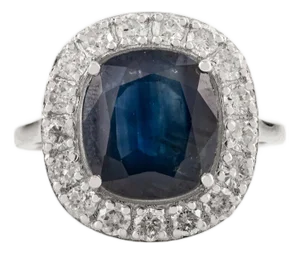 Princess Diana Inspired 4.36 Ct Blue Sapphire & Diamond Halo 14k Gold Ring Size 6