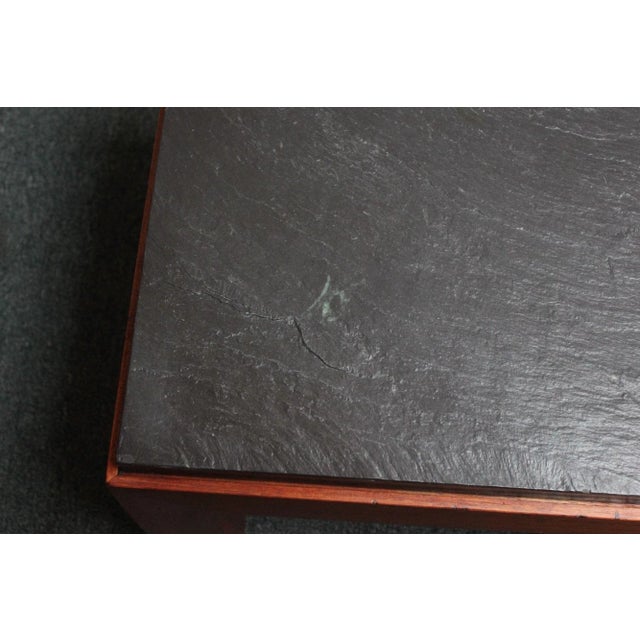 Mid-Century Modern Henredon Walnut and Slate Side Table For Sale - Image 10 of 13