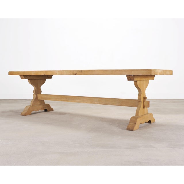 Mid 20th Century Country French Bleached Oak Farmhouse Dining Table 8.5 Ft For Sale - Image 5 of 18