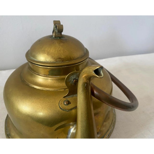 Metal Vintage European Brass Tea Kettle For Sale - Image 7 of 12
