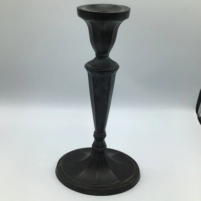 Brown Bronze Georgian Style Candle Holders - A Pair For Sale - Image 8 of 13