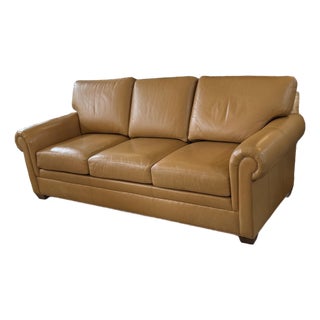 Ethan Allen Conor Leather Sofa, Camel For Sale