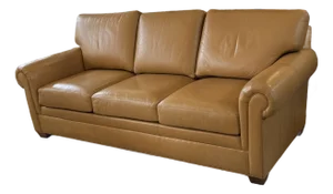 Ethan Allen Conor Leather Sofa, Camel