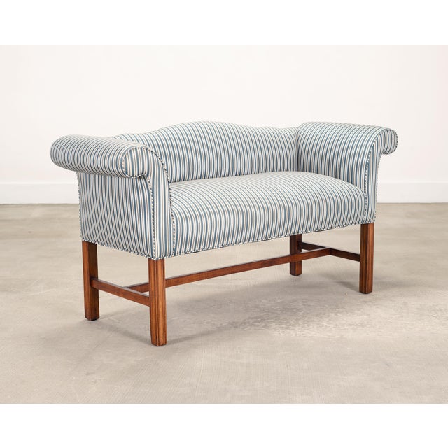 Chippendale Georgian Chippendale Style Mahogany Upholstered Window Bench For Sale - Image 3 of 18