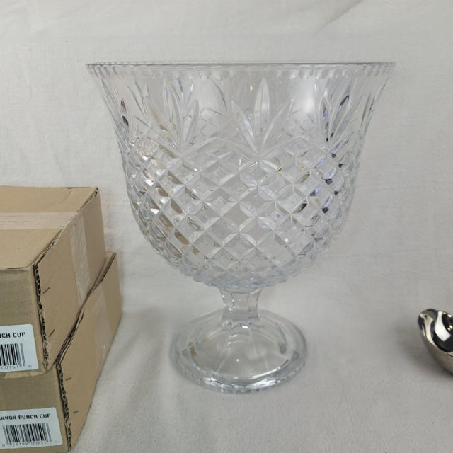 Godinger Late 20th Century Shannon Crystal by Godinger Punch Set 24% Lead Crystal Bowl Cups Ladle - 10 Pieces For Sale - Image 4 of 12
