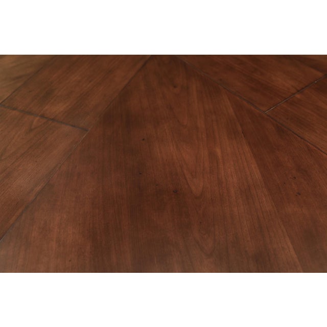 64–84-Inch Expandable Cherry Jupe Dining Table With Brass Stretcher and Brass-Capped Saber Legs For Sale - Image 10 of 13