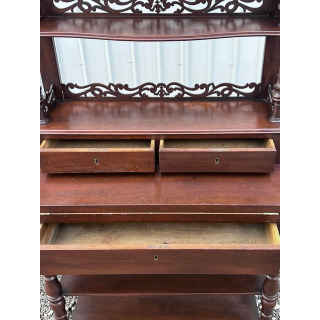 Wood 19th Century Victorian Mahogany Etagere Desk For Sale - Image 7 of 12