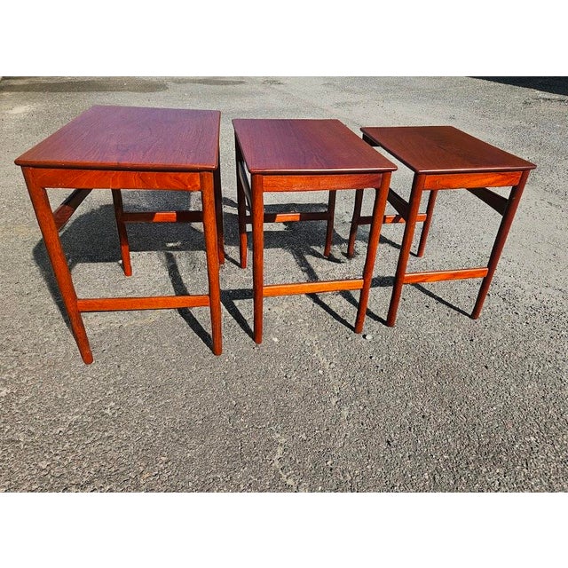 1950s Hans Wegner Teak Nesting Tables for Andreas Tuck For Sale In Savannah - Image 6 of 12