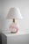 Beautiful Murano lamp from the 1980s with hand-blown glass in a soft pink color with gold dust. It has brass details and...