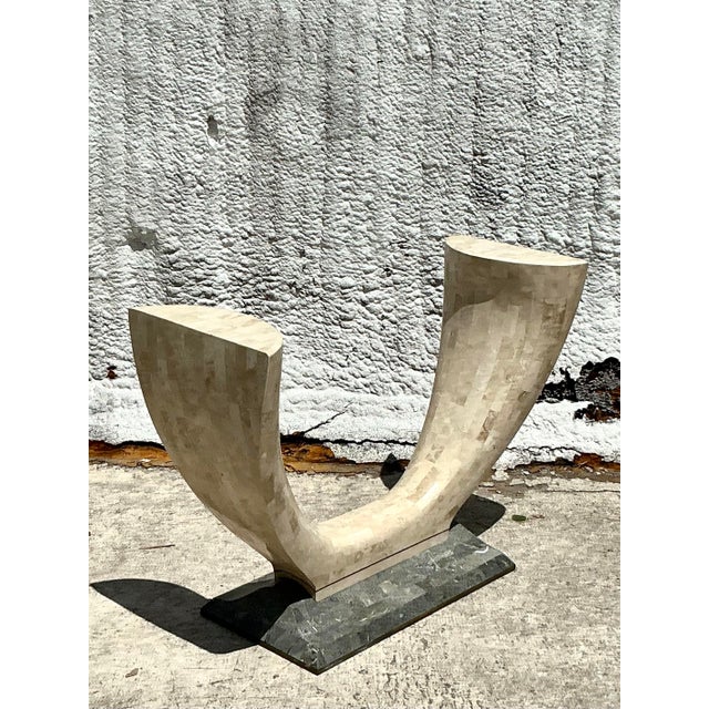 Late 20th Century Vintage Boho Tessellated Stone Console Table For Sale - Image 5 of 11