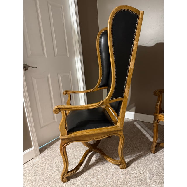 Spanish Revival Vintage Spanish Revival Leather Wingback Chairs For Sale - Image 3 of 12