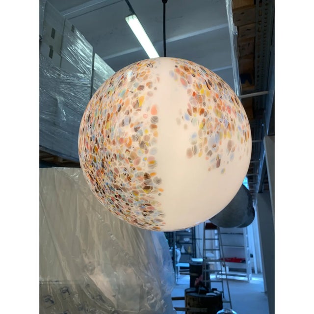 Contemporary Murano-Style Milky-White Glass Sphere With Multicolored Murrine For Sale - Image 6 of 9