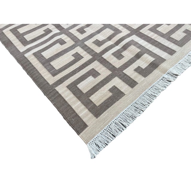 Not Yet Made - Made To Order Handmade Cotton Natural Vegetable Dyed Beige and Brown Geometric Pattern Rug - 9'x12' For Sale - Image 6 of 11