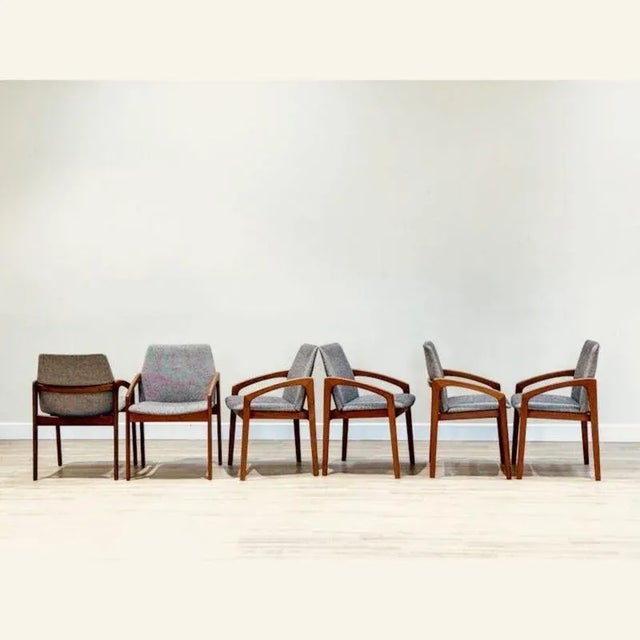 Danish Dining Chairs by Henning Kjaernulf for Korup Stolfabric, Set of 6 For Sale - Image 12 of 12
