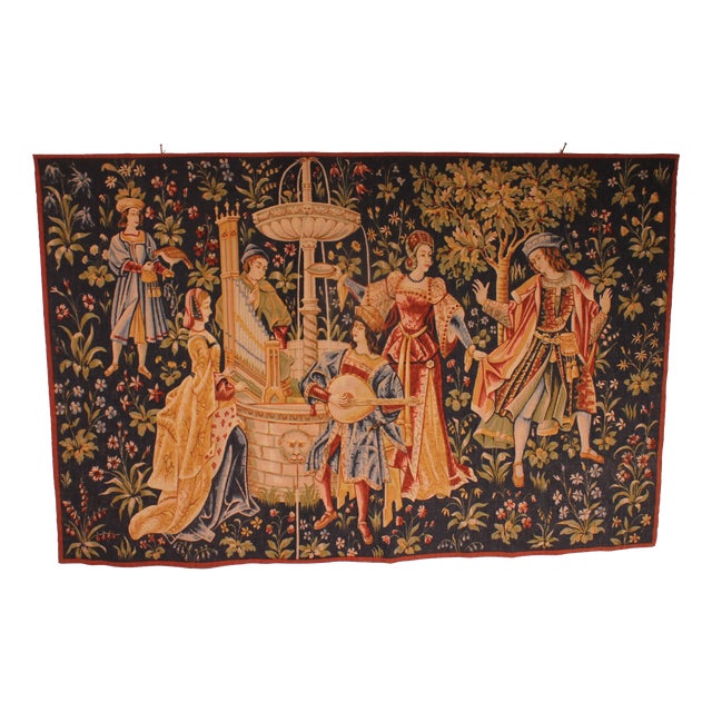 Mille-Feuille and a Village Festival Concert at the Fountain Tapestry, 1930s For Sale