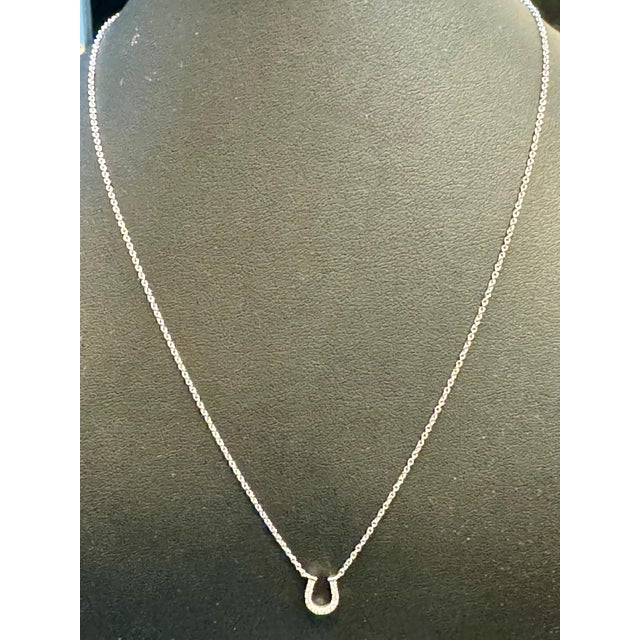 Tiffany & Co. Horseshoe 18P Diamond Necklace 16" 18 Karat White Gold Authentic For Sale - Image 10 of 18