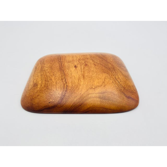 Brown 1960s Signed Blair Hawaii Koa Wood Serving Trays, Handcrafted American Modern Pair For Sale - Image 8 of 16