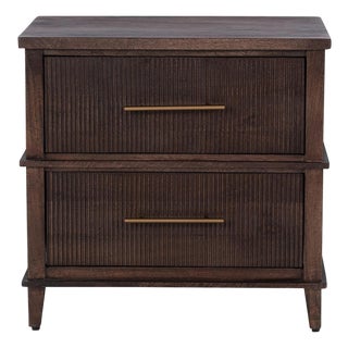 Two-Drawer Walnut Finish Midcentury Style Nightstand For Sale
