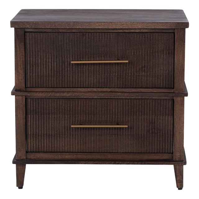 Two-Drawer Walnut Finish Midcentury Style Nightstand For Sale