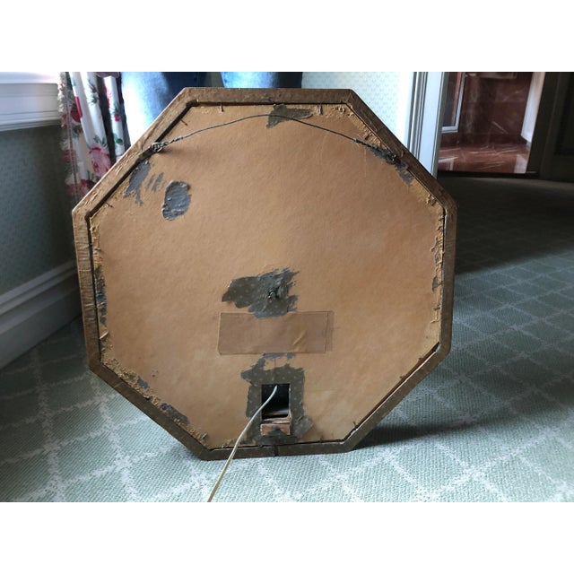 Traditional Mid 20th Century Eglomise Octagonal Wall Clock on Gold and Silver Ground For Sale - Image 3 of 7