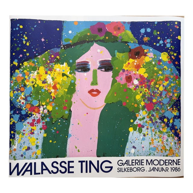 Galerie Moderne Silkeborg Exhibition Poster by Walasse Ting, 1986 For Sale