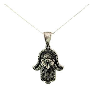 Hand of Fatima Hamsa With Evil Eye Crafted in 925 Sterling Silver by Carat&her