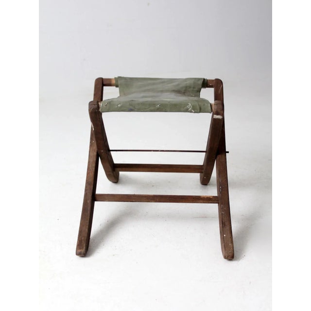 Wood Vintage Camp Stool For Sale - Image 7 of 10