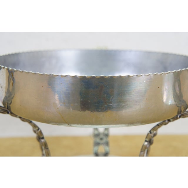 Vintage Hammered Aluminum Chafing Dish Server W/ Pyrex Glass Insert Dogwood Legs For Sale - Image 11 of 14