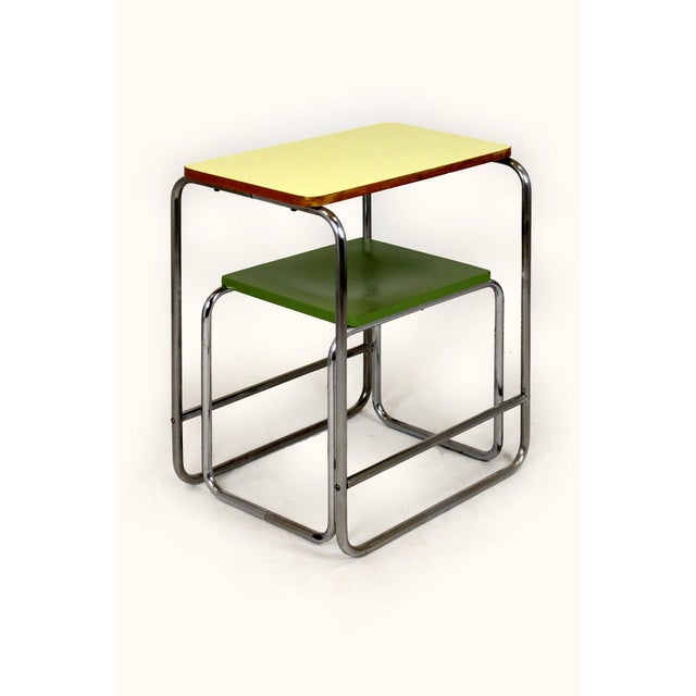 Bauhaus Tubular Steel Side Table, Czechoslovakia, 1940s For Sale - Image 6 of 16