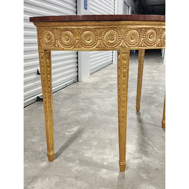 Vintage Adam Style Demi-Lune Satin Wood Inlay Console Table For Sale - Image 4 of 16