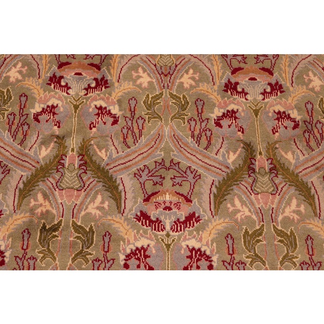 Shabby Chic Floral 1990's Pak-Persian Green/Pink Wool Rug - 6'2'' X 9'7'' For Sale - Image 3 of 9