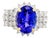 3.90 Carat Tanzanite Diamond 14k White Gold Halo Ring, Size 7 For Sale