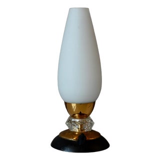 Small Bohemian Table Lamp in Gold, Black and White, 1960s For Sale