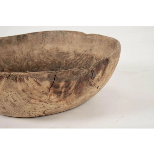 Large Primitive Oval-Shaped Dug Out Bowl From Sweden For Sale - Image 4 of 9
