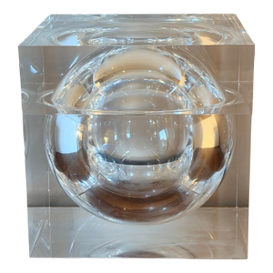 Vintage Italian Lucite Sphere in Cube Ice Bucket Attributed to Alessandro Albrizzi