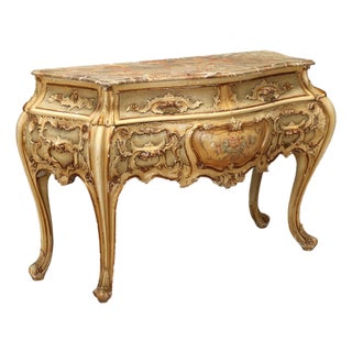 Rococo Style Chest of Drawers with Marble Top For Sale
