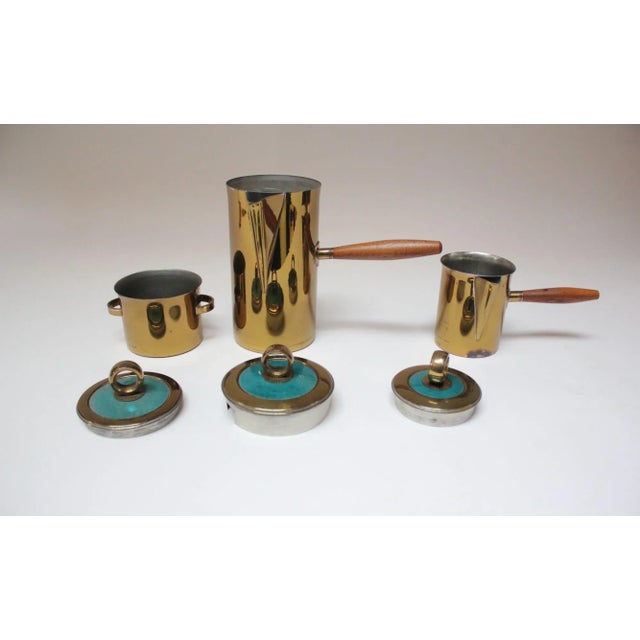 1960s Vintage Georges Briard "El Dorado" Enamel and Brass Tea/Coffee Service For Sale - Image 5 of 12