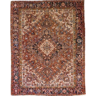 Hand Knotted Vintage Persian Heriz Rug 9'9"x 7'9" For Sale