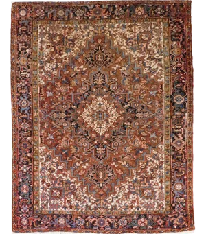 Hand Knotted Vintage Persian Heriz Rug 9'9"x 7'9"