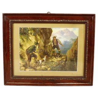 After Josef Ringeisen, Dramatic Poacher Scene, Oil Print, Framed For Sale